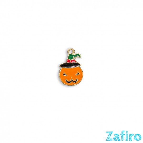 Colgante de calabaza con sombrero de bruja